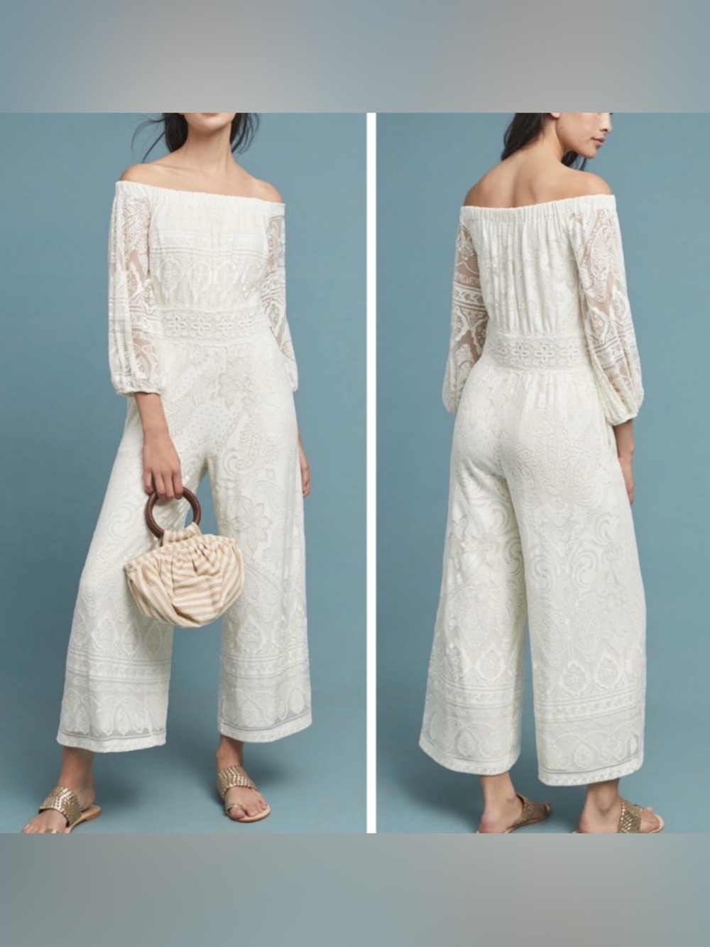 Farm Rio White Textured Jumpsuit